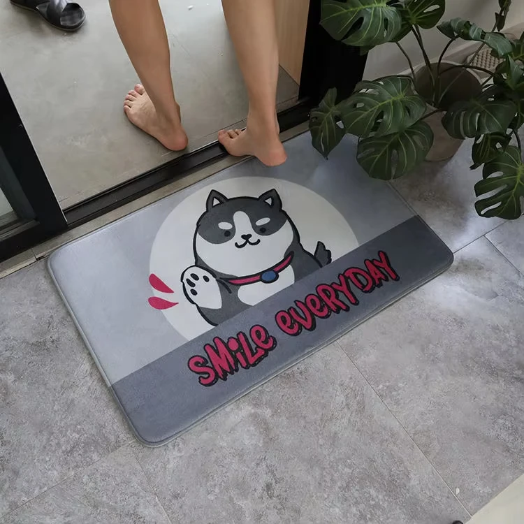 Cartoon animal print design bath mat, memory sponge soft and quick drying bathroom mat