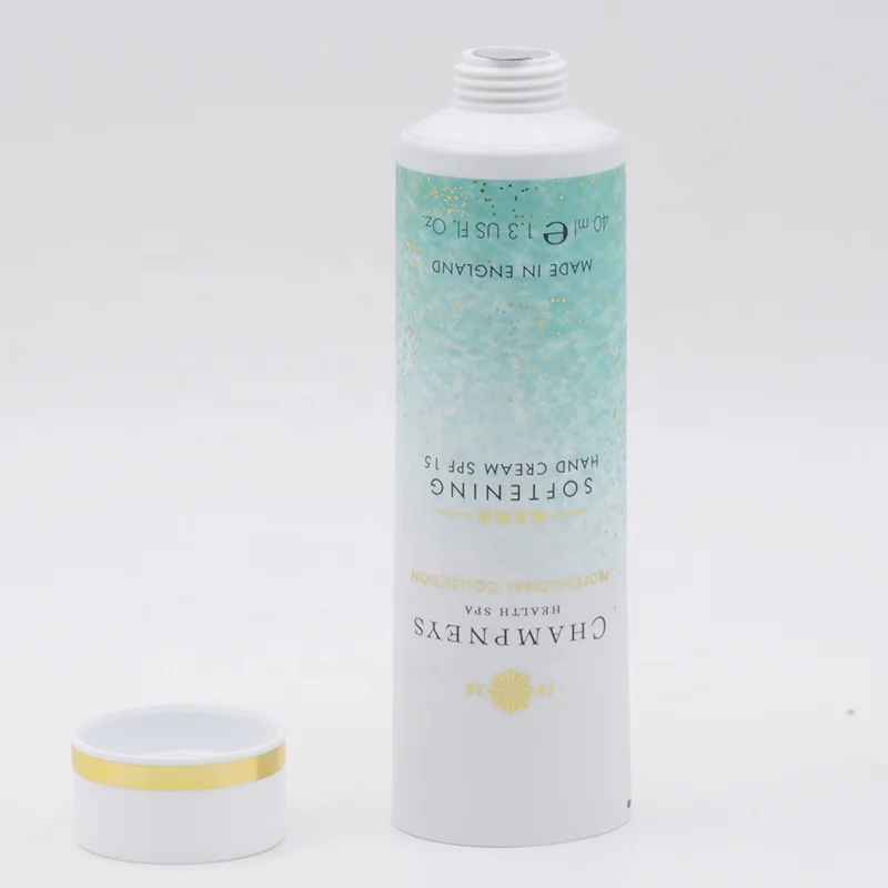 Factory direct supply 50ml empty tube white aluminum laminated tube cosmetic packaging with black cap