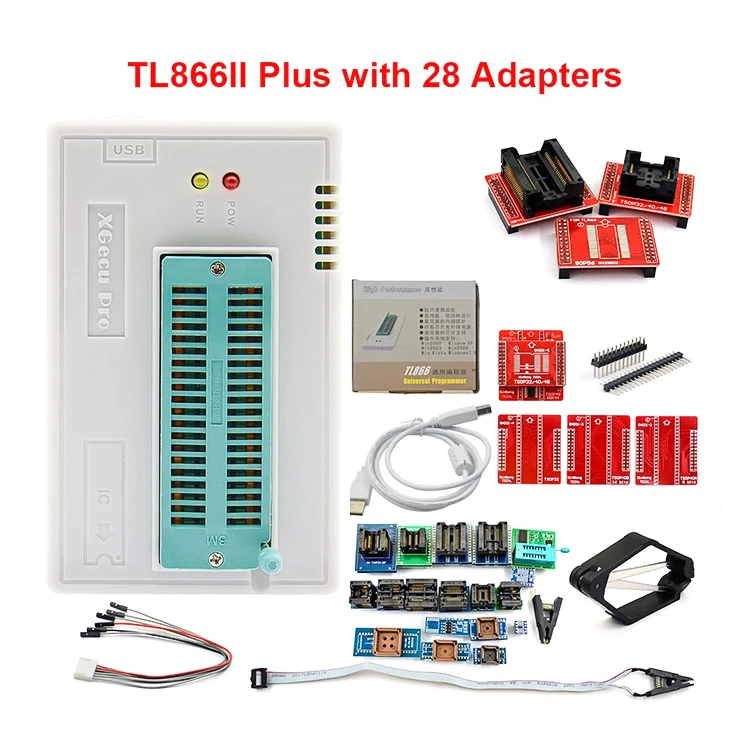 Оригинальный V9.16 TL866II Plus Универсальный программатор + Полные Адаптеры SOP8 IC клип высокоскоростной Flash