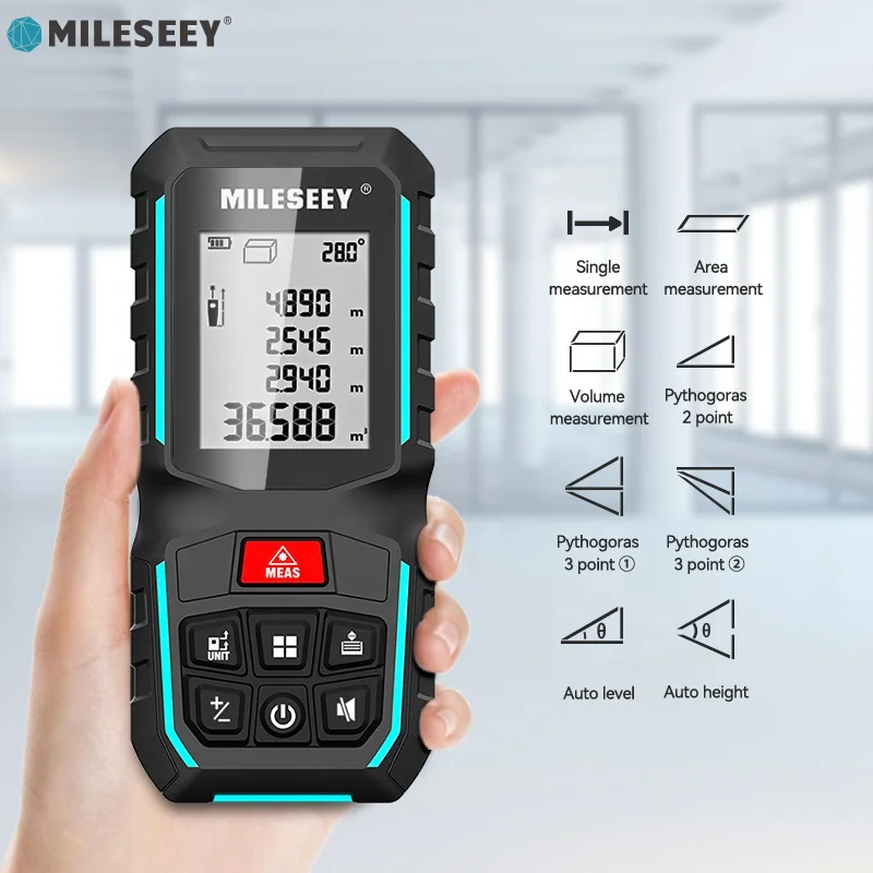G2 Mileseey High Precision Removable Pocket Clip Handheld Smart Digital 100M Laser Measure Distance