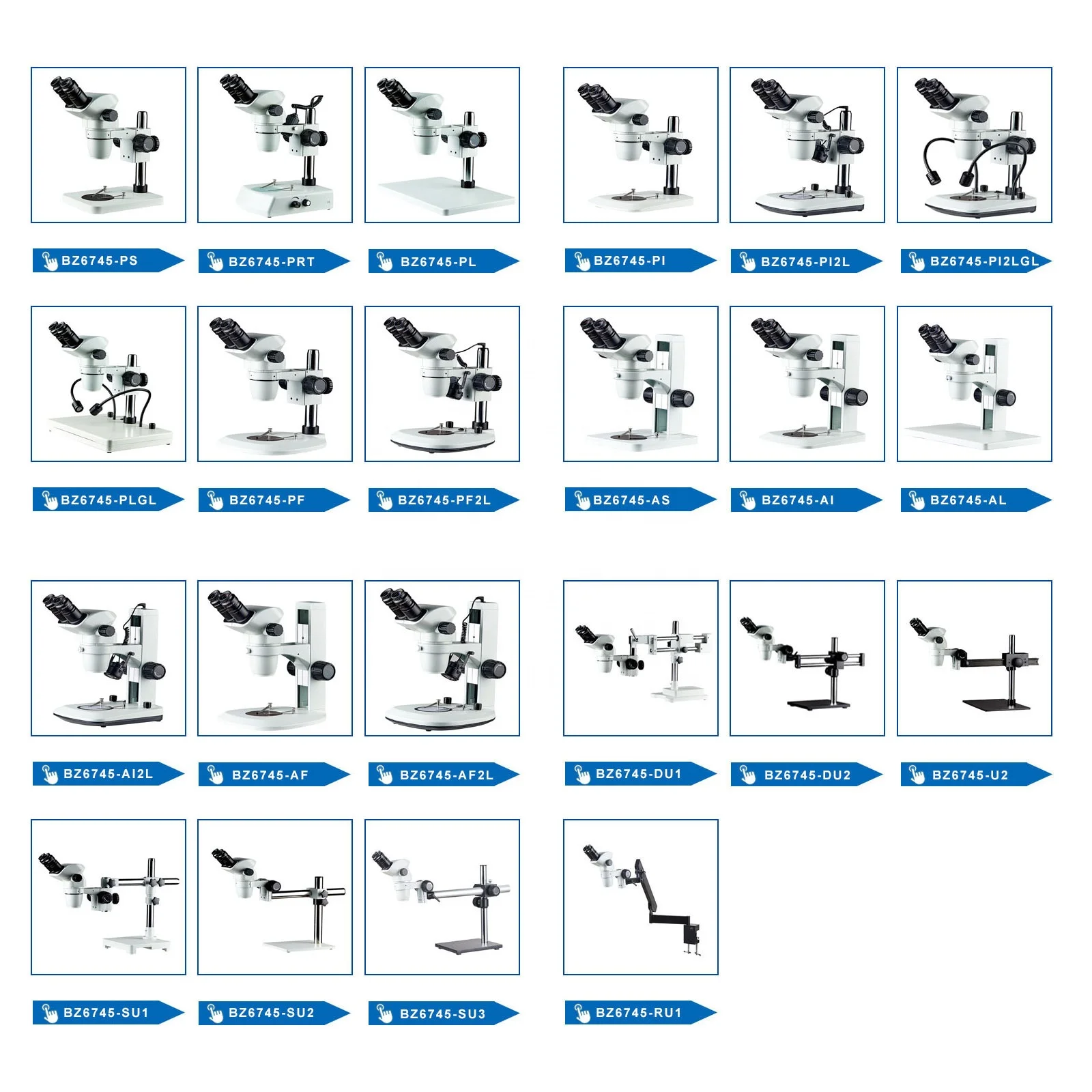 BZ6745 Series 3.4X-270X Binocular Stereo Zoom Microscope Trinocular Microscope for Phone Repair