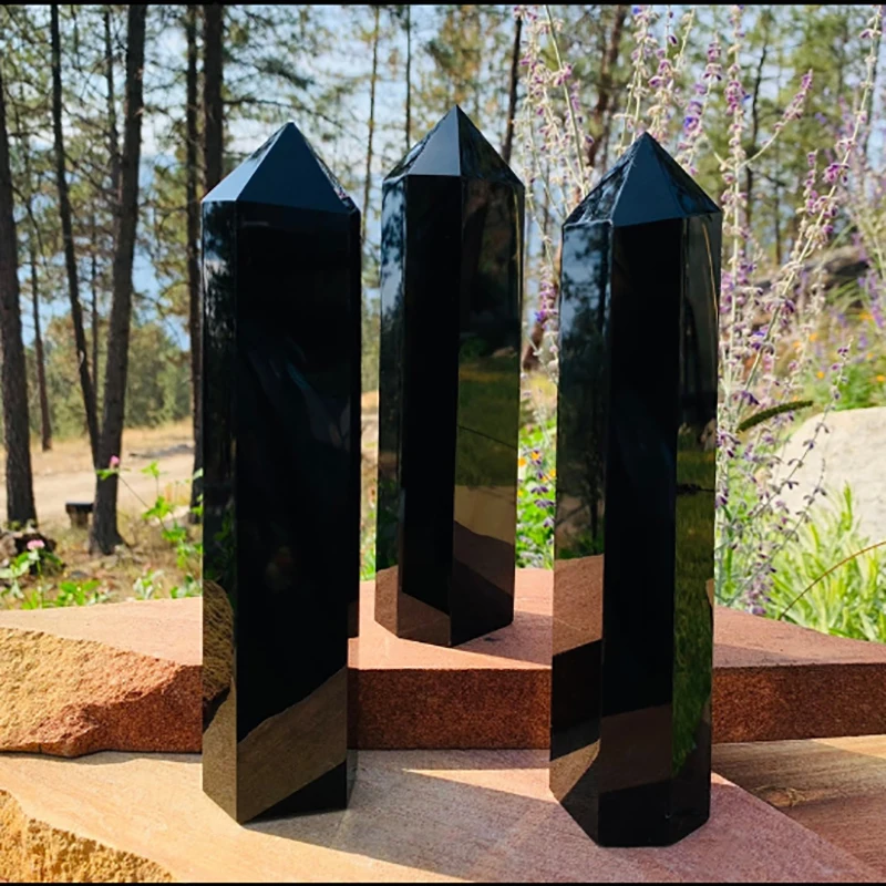 New Product Reiki Point Wand Gifts 15-20 CM Big Size Obsidian Point Crystal Polished Towers