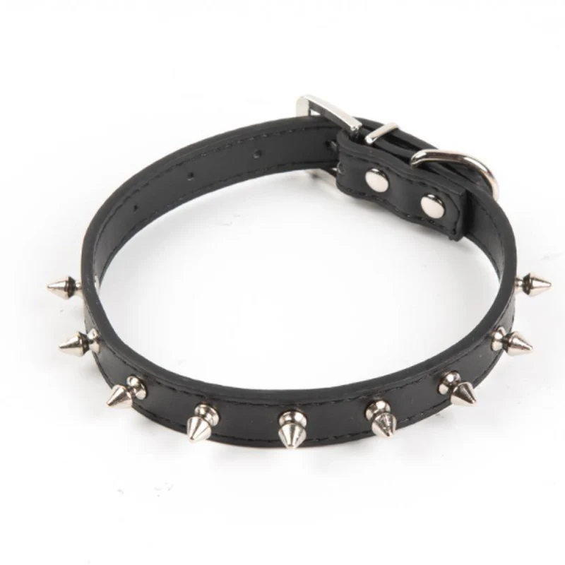 Anti-Bite Neck Strap Spiked Studded Rivet PU Leather Adjustable Pet Cool Spike Dog Rivet Collars