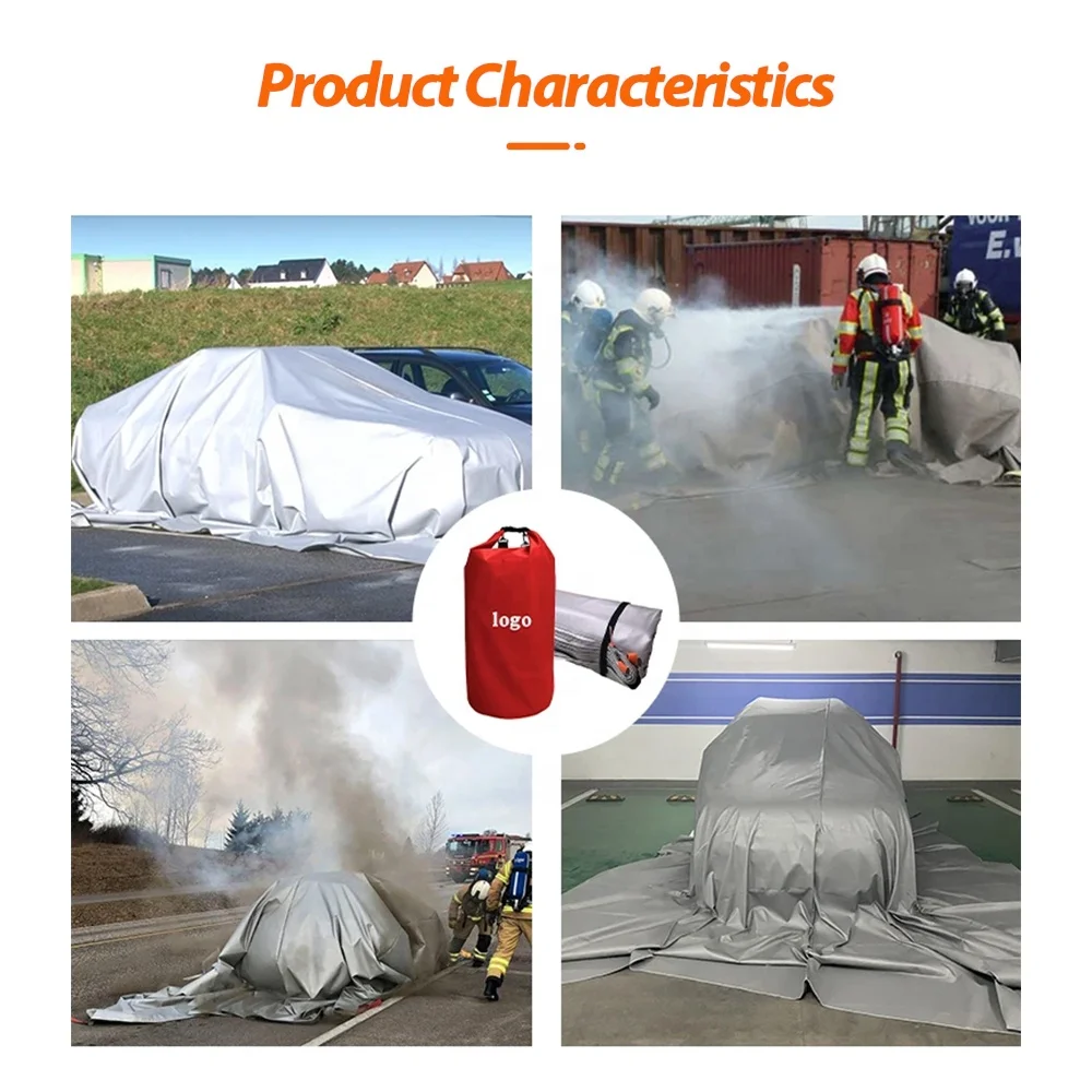 Custom logo 20ft x 26ft vehicle fire safety cover Car fire blanket for extinguisher battery fires