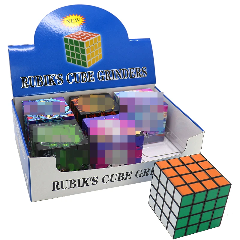 2022 New Design Square 4 Pieces Plastic Crusher Herb Grinder Wholesale Smoke Shop Tobacco Grinder Smoking Accessories