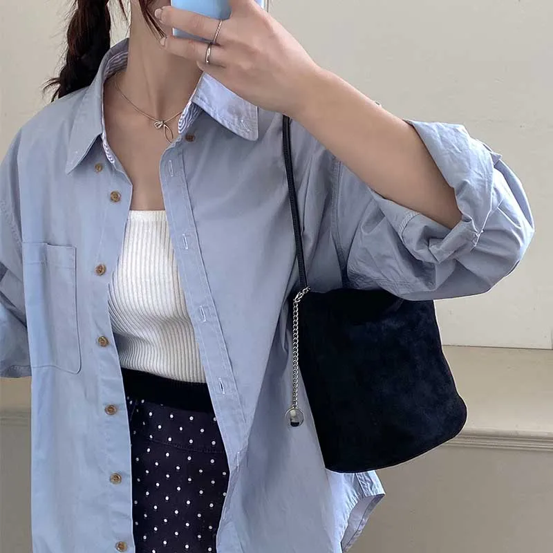 Wholesale Hot Sale Fashionable Leisure Large Capacity Suede Barrel-shaped Bucket Tote Handbag For Women