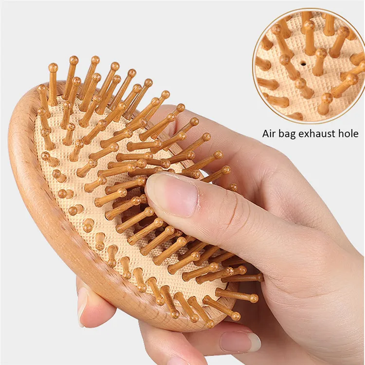 Bamboo Airbag Hair Comb Massage Combs Carbonized Solid Wood Cushion Anti-Static Hair Brushes Head