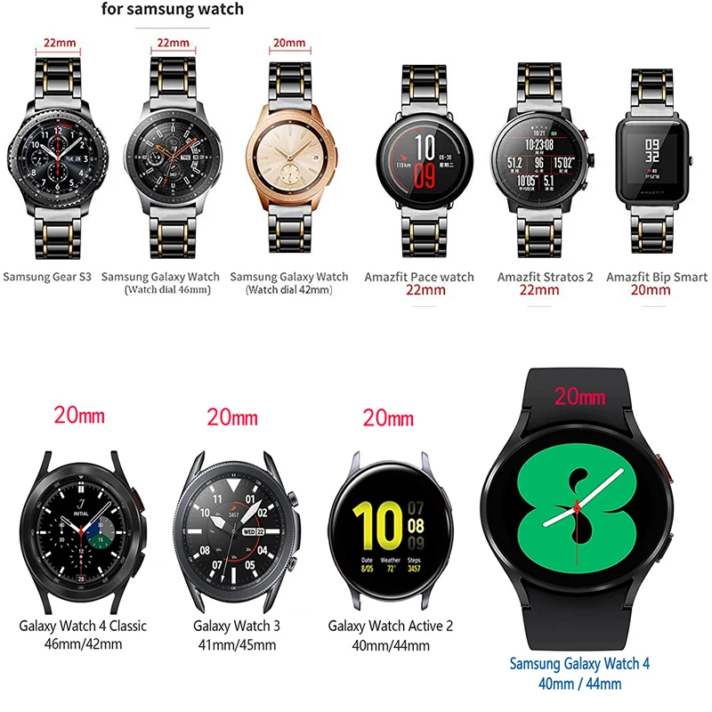Metal strap for Samsung Galaxy watch/Huawei watch 3/Amazfit GTR stainless steel three beads strap for Huawei GT2 22mm 20mm