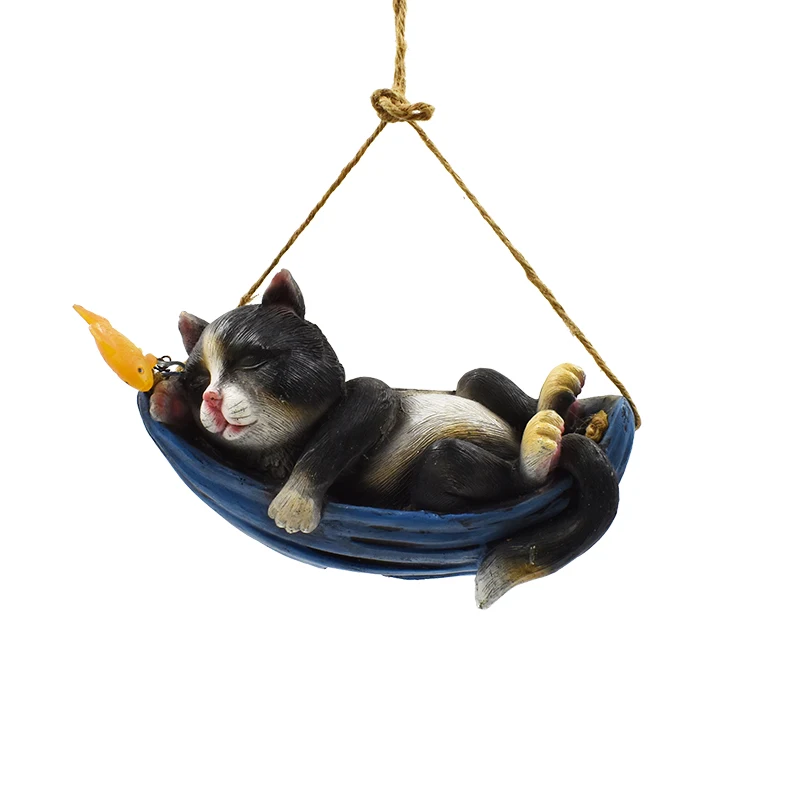 
LED Solar Garden Light Yard Lawn Decoration Resin Cat Wall Hanging Statue Solar Light 