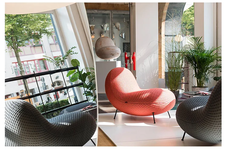 Furniture Modern Minimalist Leisure Sofa Sets Luxury Living Room Combination Lazy Bubble Metal Legs Sofa Peas Sofa Red