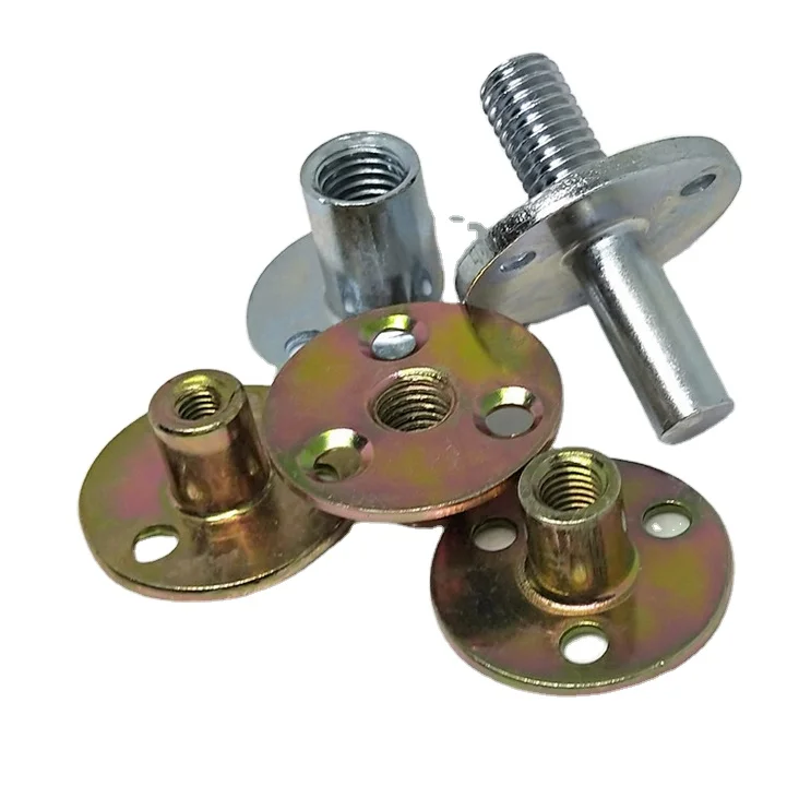 m6 Three Hole  round base T nut with three brad hole tee nut