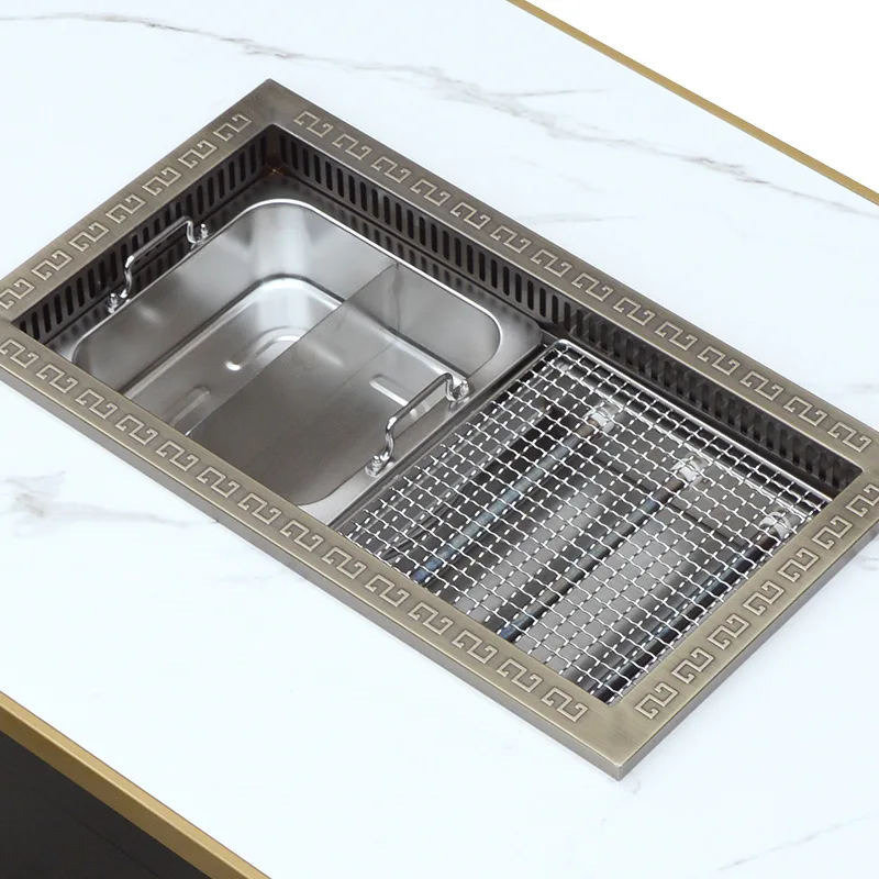 Korean bbq grill hot pot integrated square electric grill mandarin duck hot pot grill for restaurant