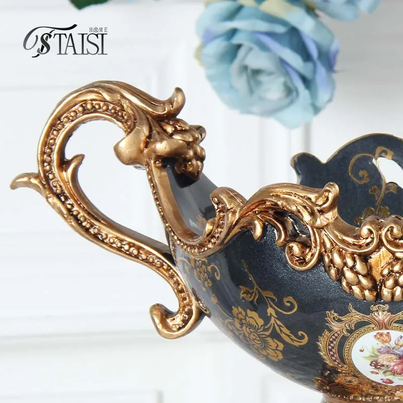 RS058 Antique resin 15 inch Snack Storage Tray Arab footed serving plate fruit basket for kitchen