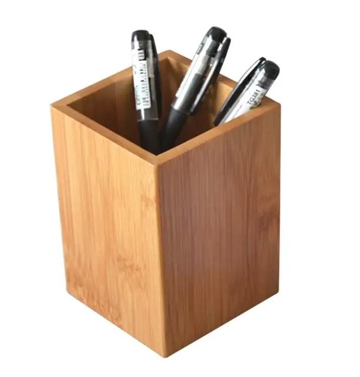 Bamboo Wood Desk Pen Pencil Holder Stand Multi Purpose Use wooden Cup Pot Desk Organizer