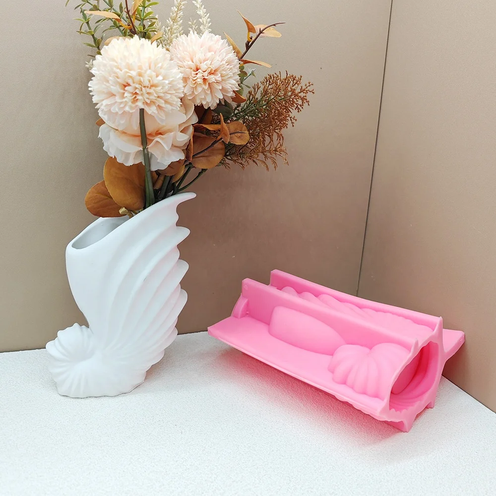 DM957 Nautilus Shape Vase Concrete Mold Cement Flower Pot Mold Silicone for Gypsum Plaster Jar Making Art