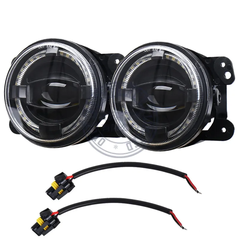 30w Fog Lamp With Halo Angel Eye Drl 4 inch Round Led Fog Light Replacement For Jeep Wrangler Jk 2007-2017