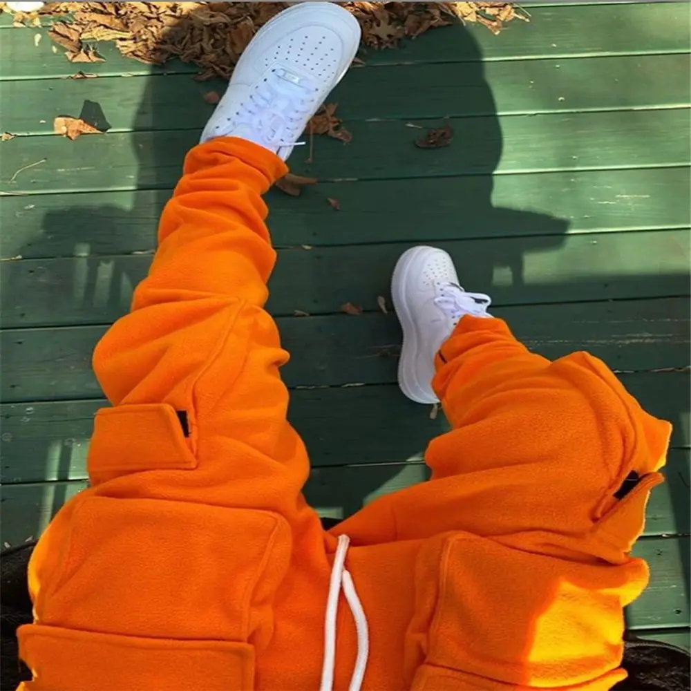 QC Custom Made Men Track Pants pocket Man Stacked Jogger Cargo