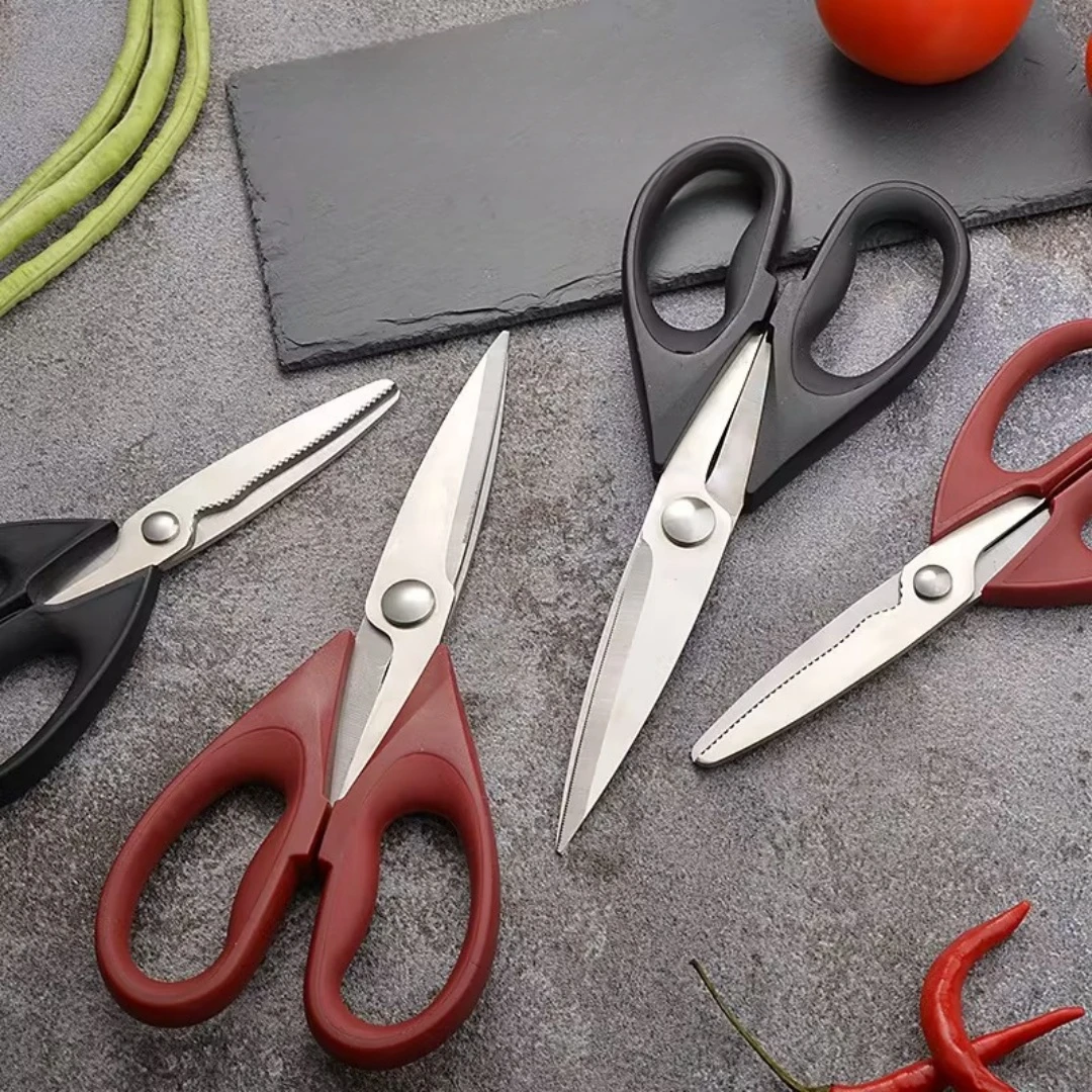 Kitchen chicken scissor with safety blade cover heavy duty sharp kitchen shears meat scissor stainless steel for Food Poultry