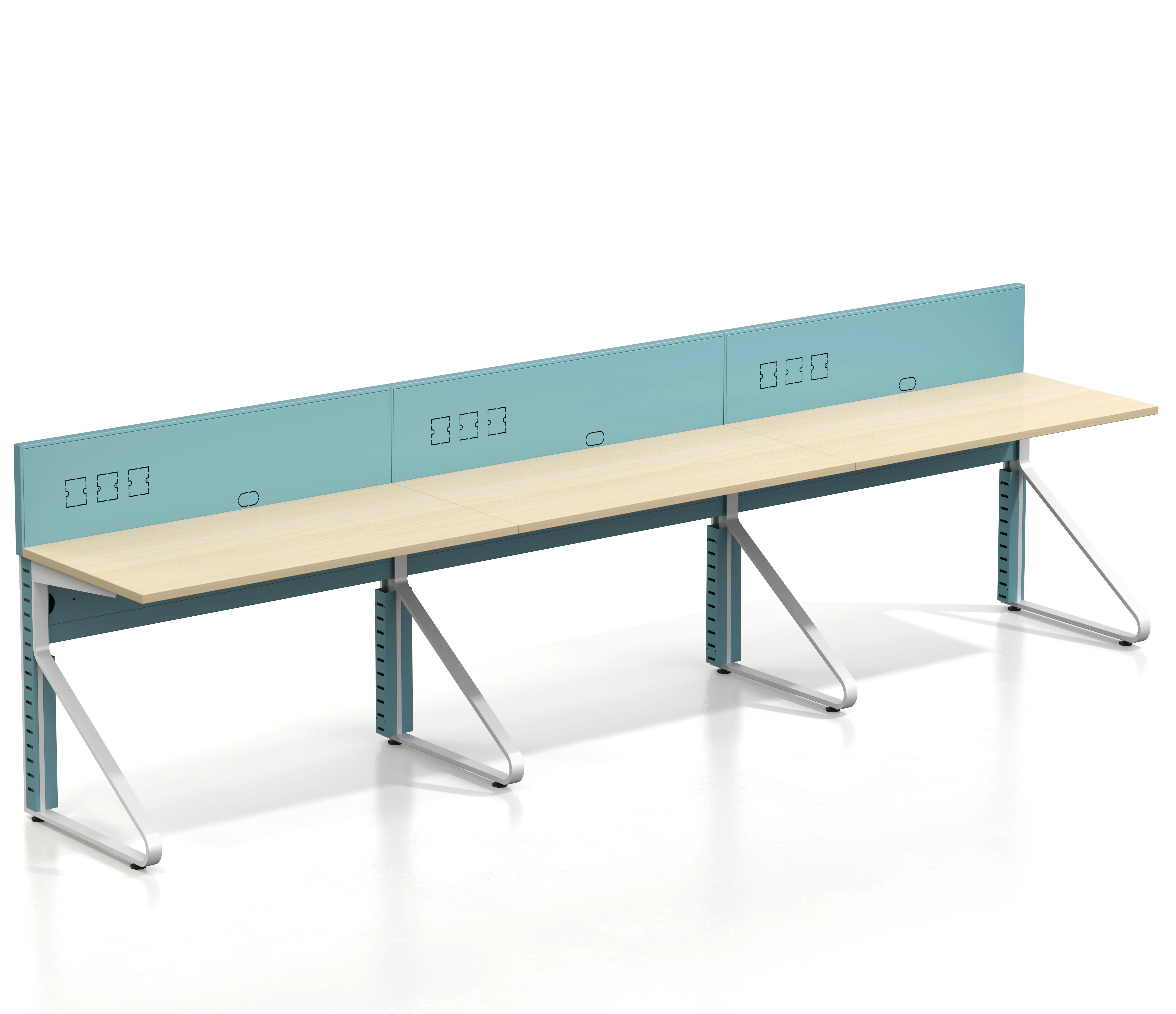 New design modern office furniture 4.2 meters staff table computer desk 3 person work station wood desks