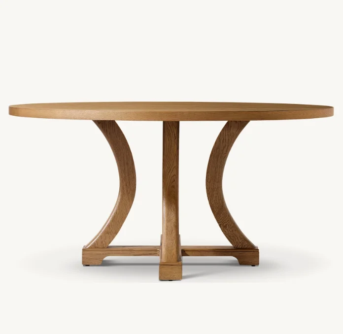 Modern Tables Kitchen Furniture Solid Oak Wood Plank Round Dining Table