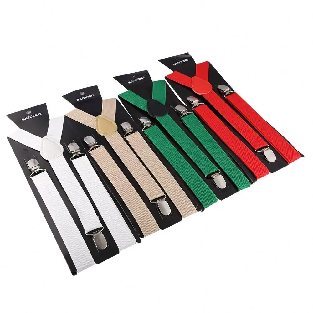 2.5X100CM Candy Color man women Adjustable Pants Y-back Suspender Brace Elastic Clip-on Belt Adjustable Braces Suspenders Straps