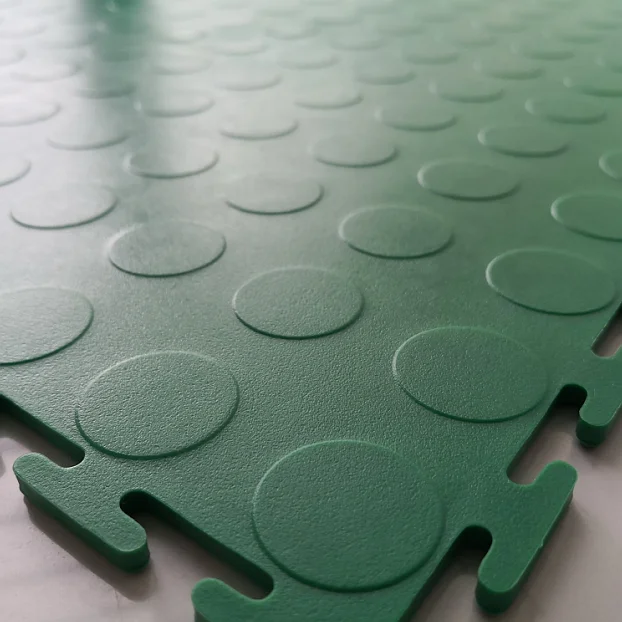 6mm Coin/Raised Disk Interlocking PVC Plastic Repair Workshop Floor Tiles Vinyl Car Parking Garage Flooring