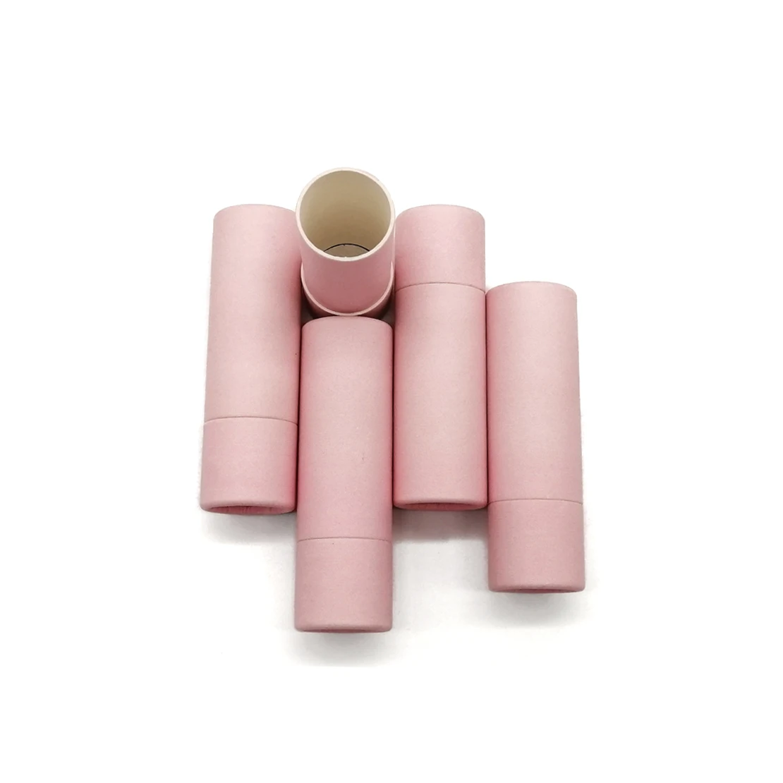 Cardboard Containers Cylinder Eco Friendly Pink Kraft Paper Tubes For Lip Balm Lipstick Packaging