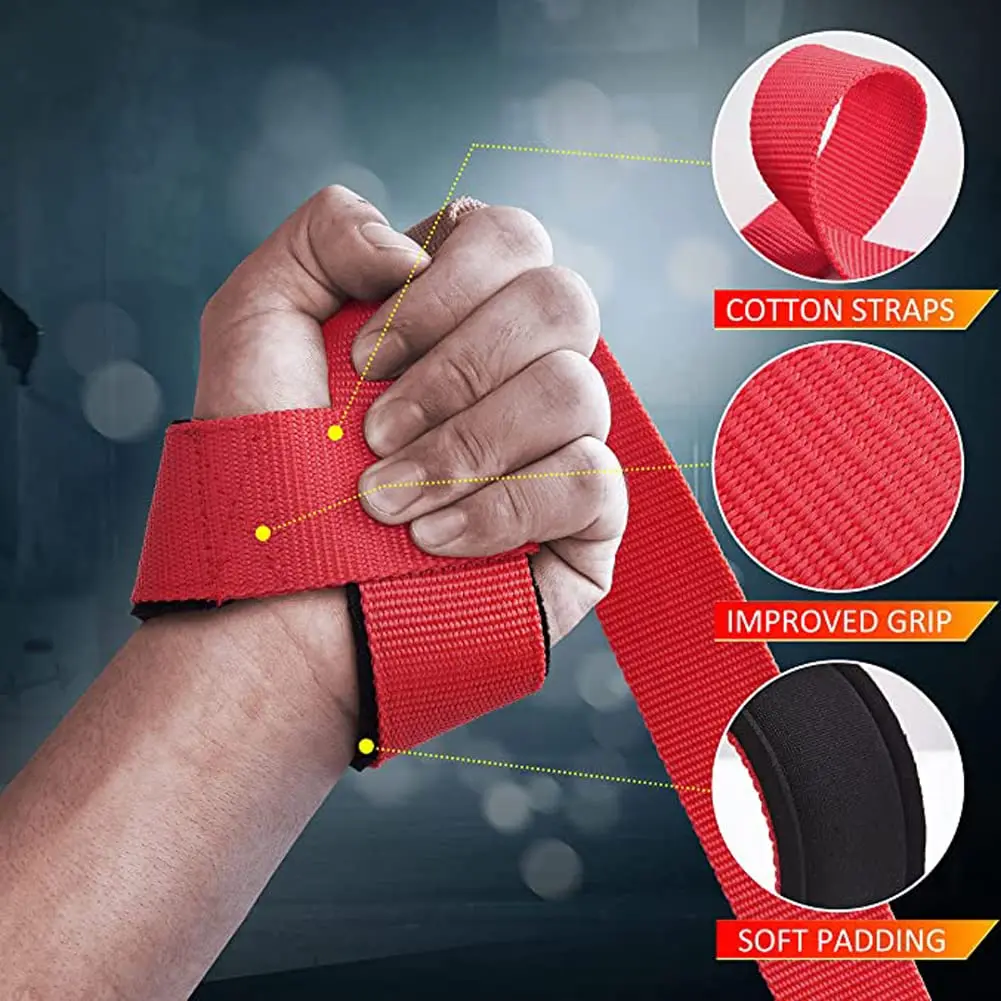 Heavy Duty Cotton Wraps Lifting Wrist Straps For Weightlifting Powerlifting Bodybuilding Lifting Straps