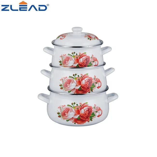 Zhili 811D Cookware Set Pot Enamel Clear Glass Cooking Pot