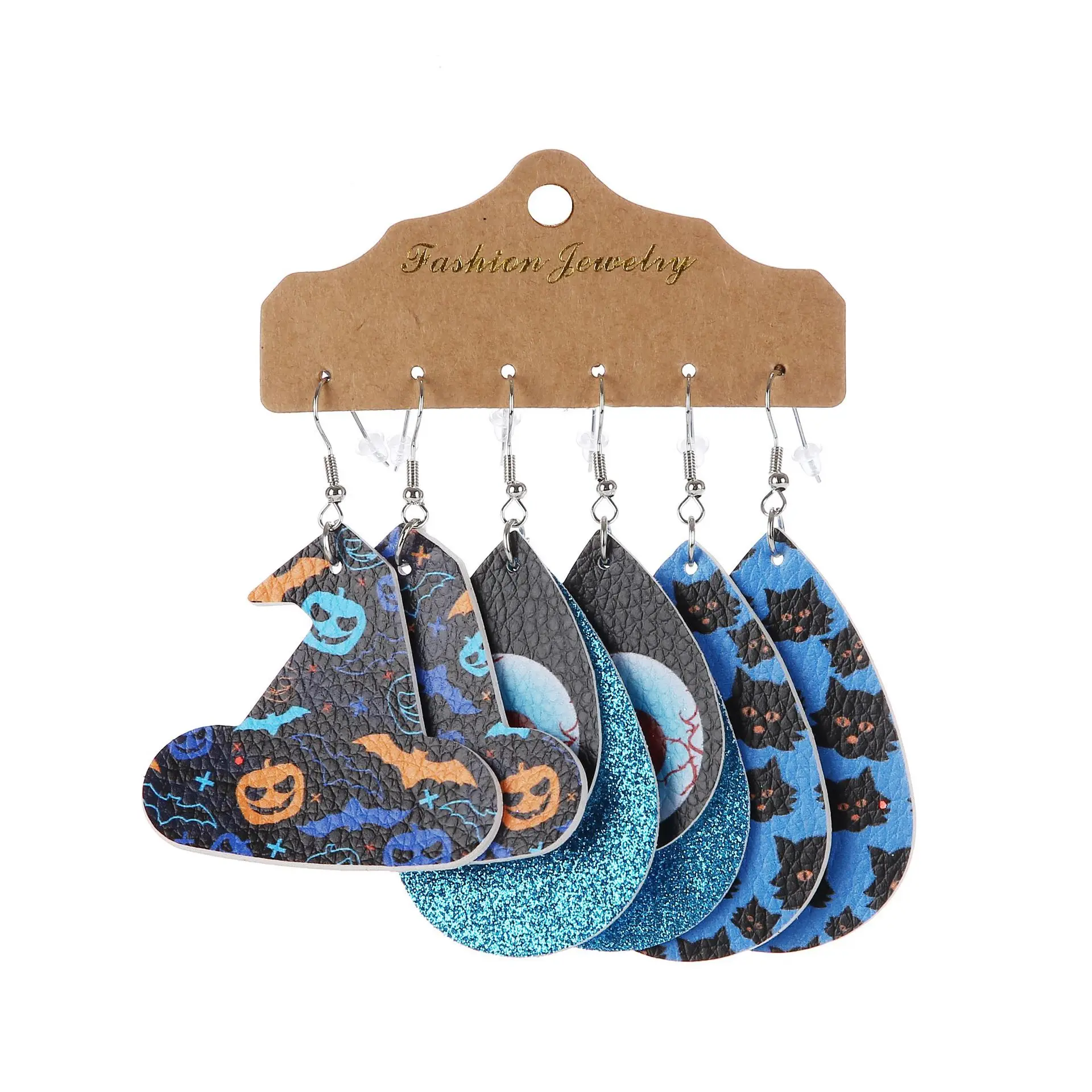3 pair Halloween Earrings Halloween Jewelry Horror Thriller Clown Bloodstain Charm set