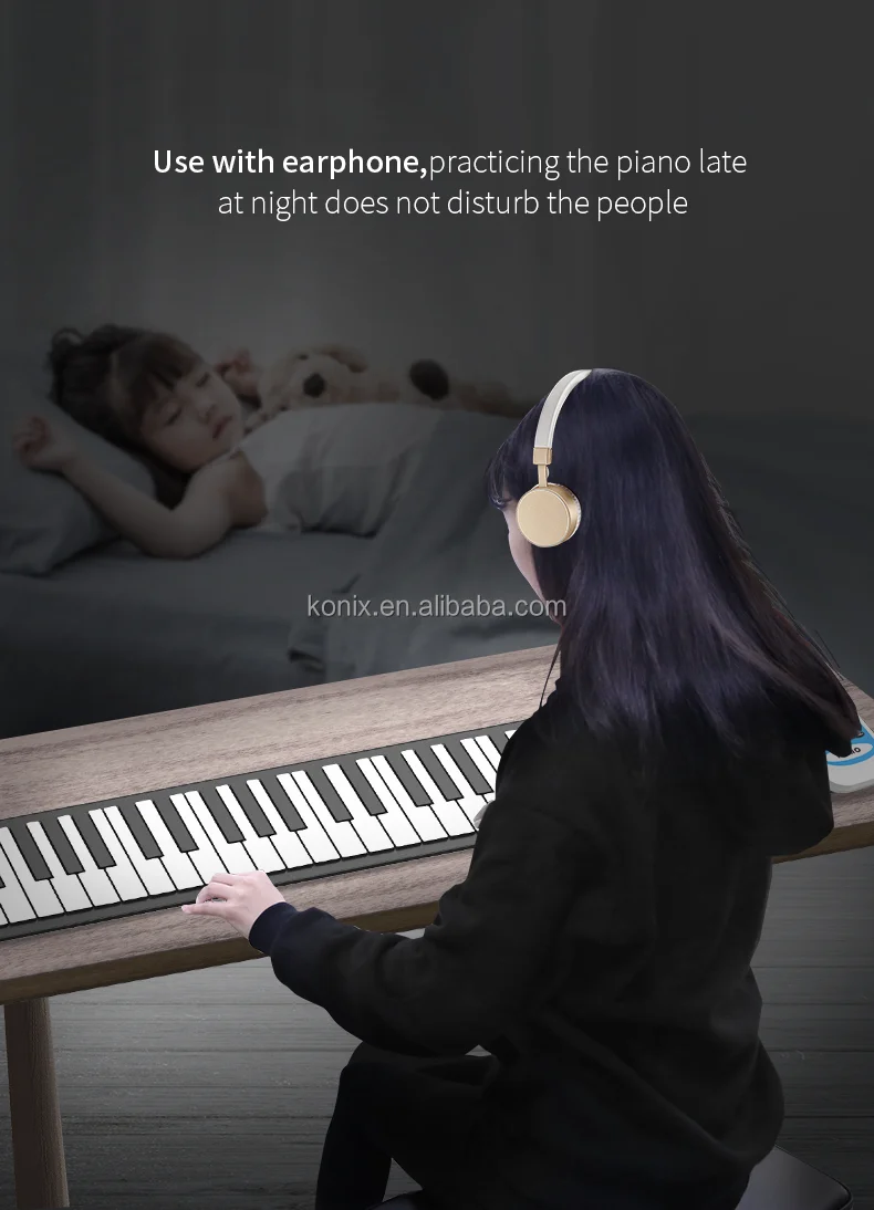 Wholesale 49 Keys Digital Piano Silicone Hand Roll Piano Mini Foldable Roll Up Piano Keyboard