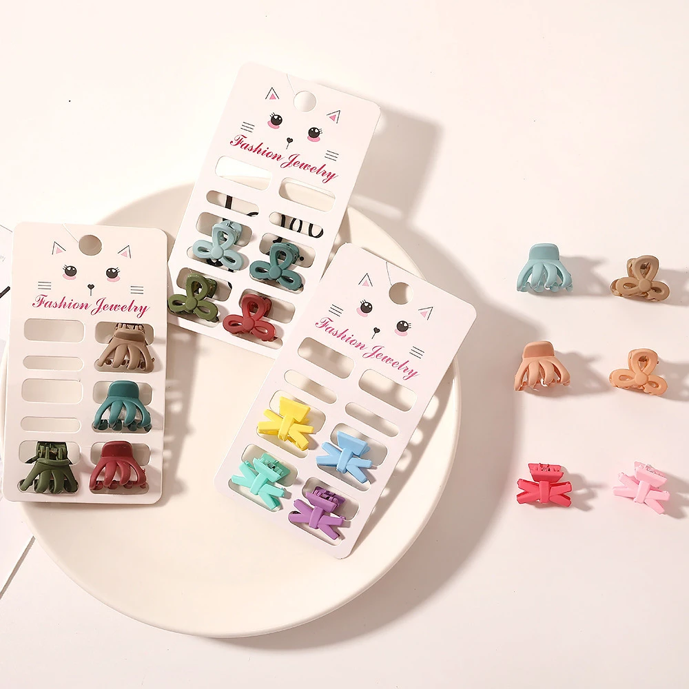 6pcs/set small hair claw clips plastic clip for kids hair accessories set