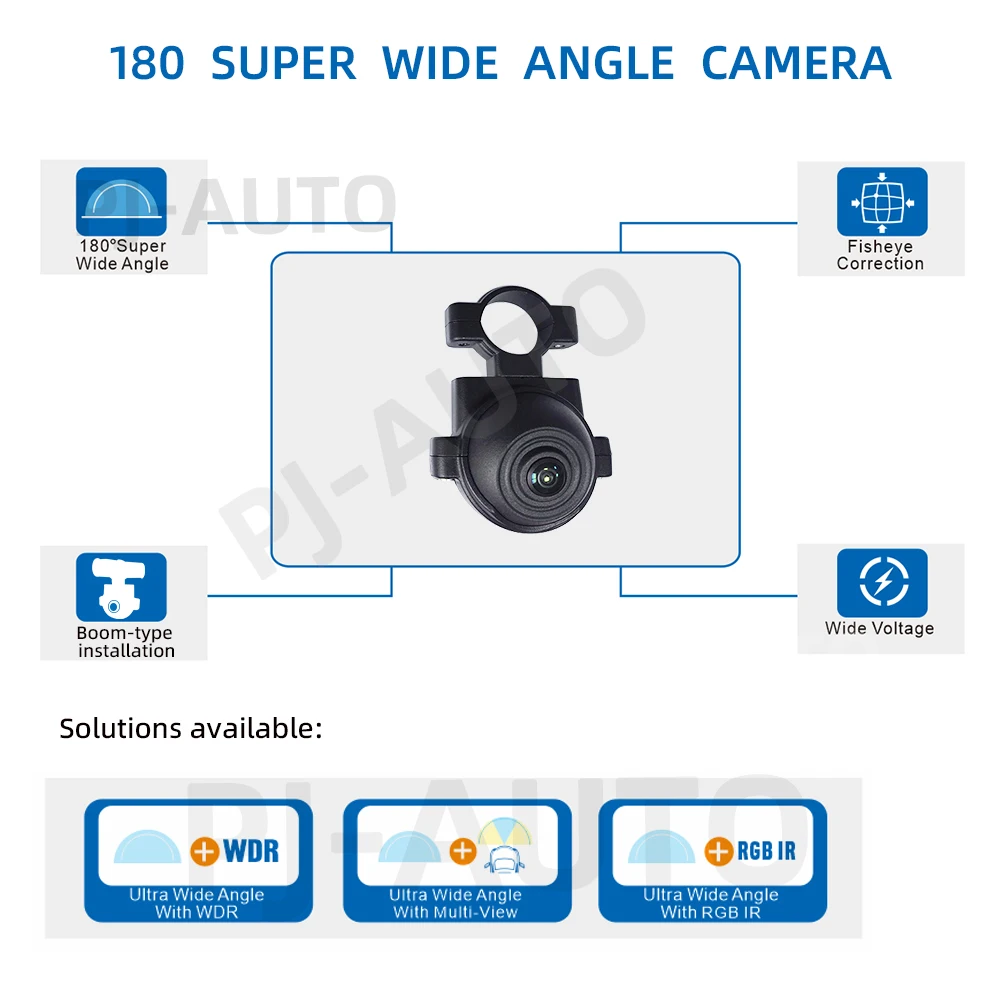 PJAUTO AHD Waterproof 180 Degree Super Wide Angle Camera Tuck Bus Backup Reverse Camera with Professional Fisheye Correction