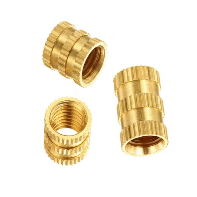 Custom flat head knurled threaded brass nut inserts m5 m6 furniture wood insert nut die casting
