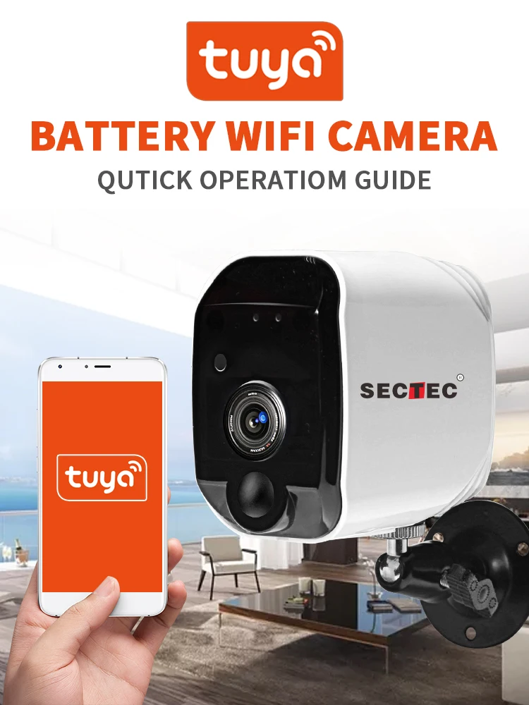Sectec HD 1080P Smart Home Wifi Cam Security CCTV Camera Surveillance Camera Wireless Battery IP Camera