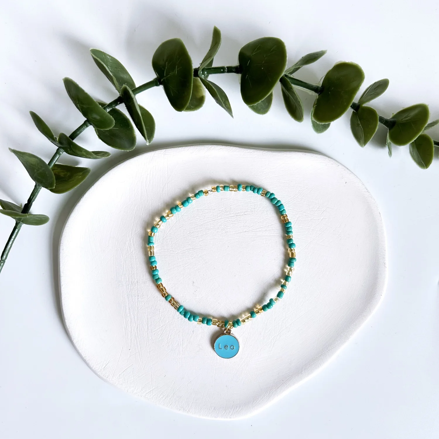 Summer Beach Bohemian Style Turquoise Seed Bead Enamel 12 Zodiac Charm Bracelet for Men Women