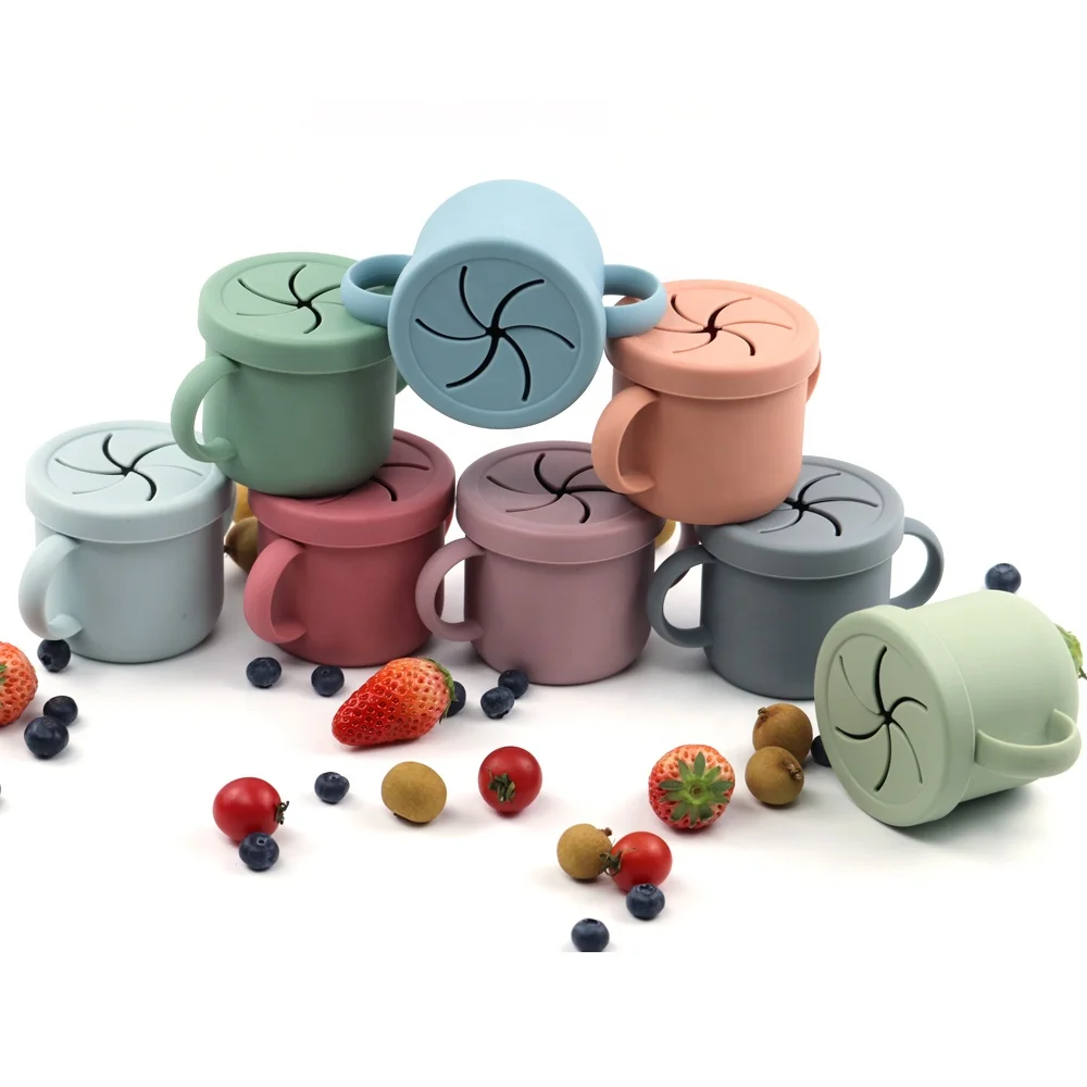 Eco Friendly Spill-proof Steady Easy Clean silicone Snack with Straw Suction Nozzle Toddlers Custom Silicon