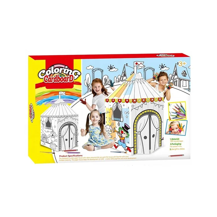 3d Diy Детские художественные изделия, бумажная раскраска, живопись, дом, автомобиль, Детский рисунок, обучающие игрушки для детей, игрушка