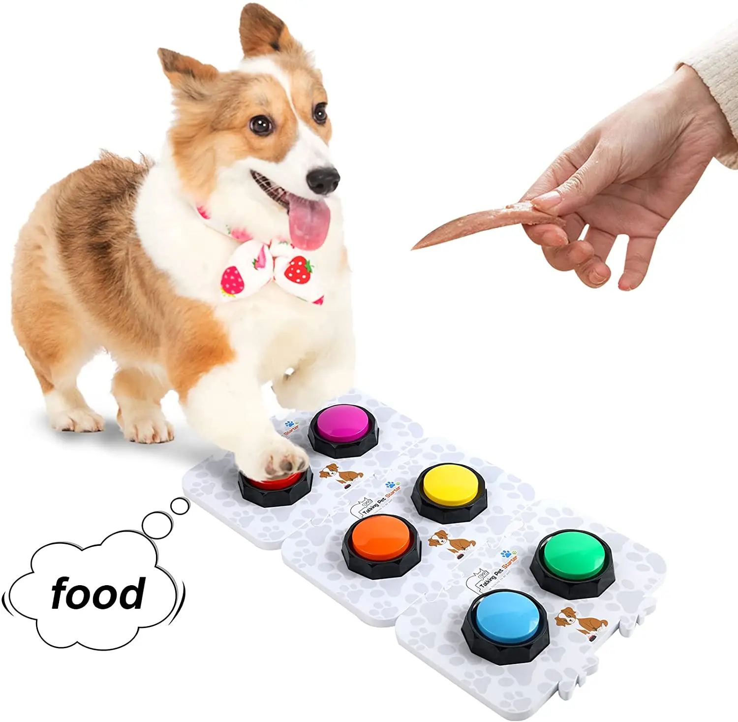 Set of 6 Recordable Buttons, 6 Dog Buttons wth 3 Mats - Record & Playback Your Own Message to Teach Your Dogs Voice What