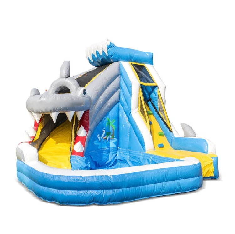 Wholesale Splashy Shark kids water park slides backyard inflatable bounce house inflatable water slide