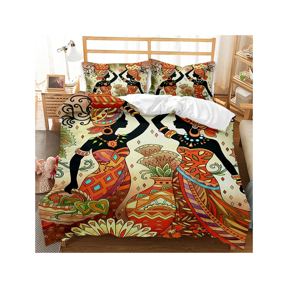 African wish exotic girl three piece bedding set brushed 3D digital printing duvet cover set