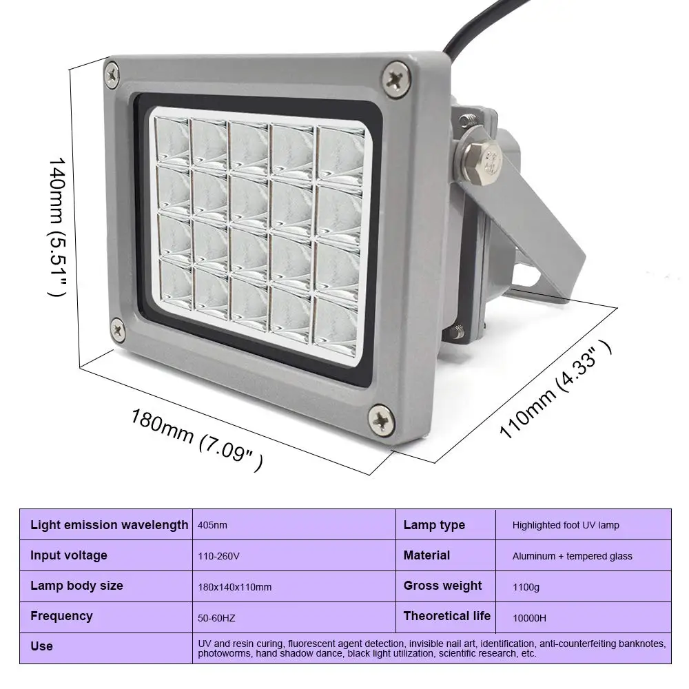 
3D Printer UV Resin Curing Light for SLA DLP 3D Printer 6W Spotlight Silver 