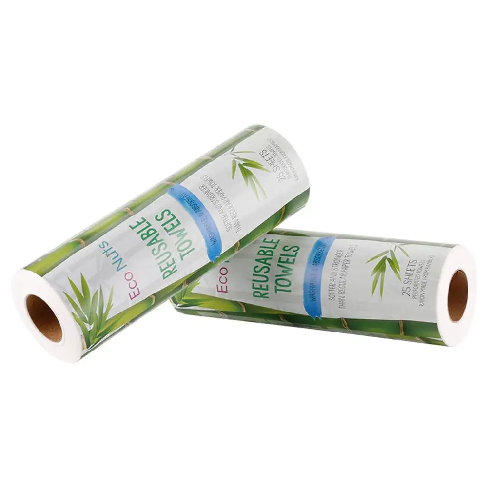 Wholesale 100%Biodegradable Reusable Lazy Rag Bamboo Towels Kitchen Dish Cloth Paper Towel Roll ECO Cleaning Cloth