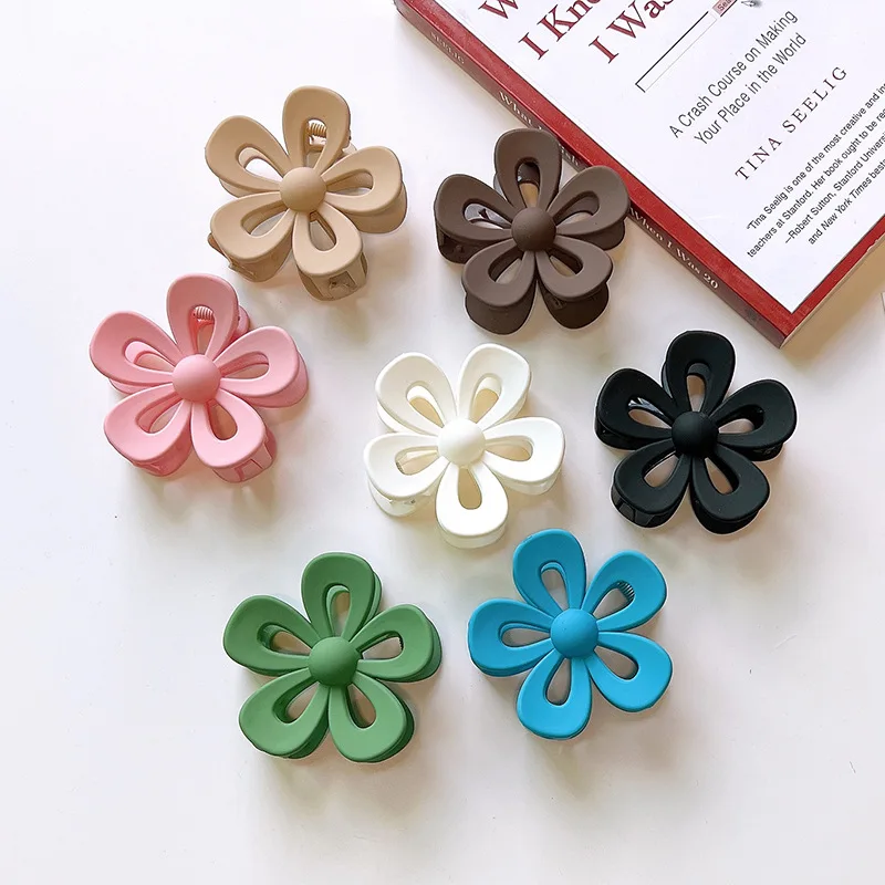 Korean new style flower clip frosted dished hair shark clip high horsetail hair Claws