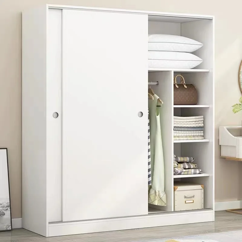 Simple Modern Sliding Door Wardrobe Panel Wardrobe Wood Living Room Storage Cabinet
