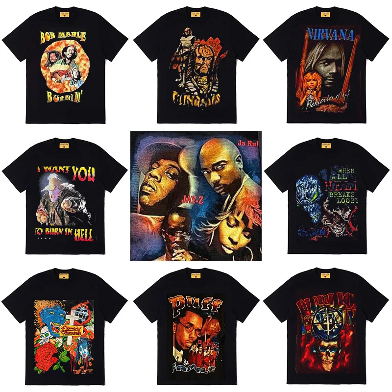 Men streetwear High Quality Custom Design 100% Cotton Hip Hop printing heavyweight Oversized vintage graphic Acid Wash T shirt