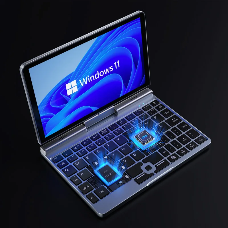 Compact Brilliance Quad Core CPU Mini Laptop with 12GB RAM 1TB Storage  Rotating Screen Backlit Keyboard