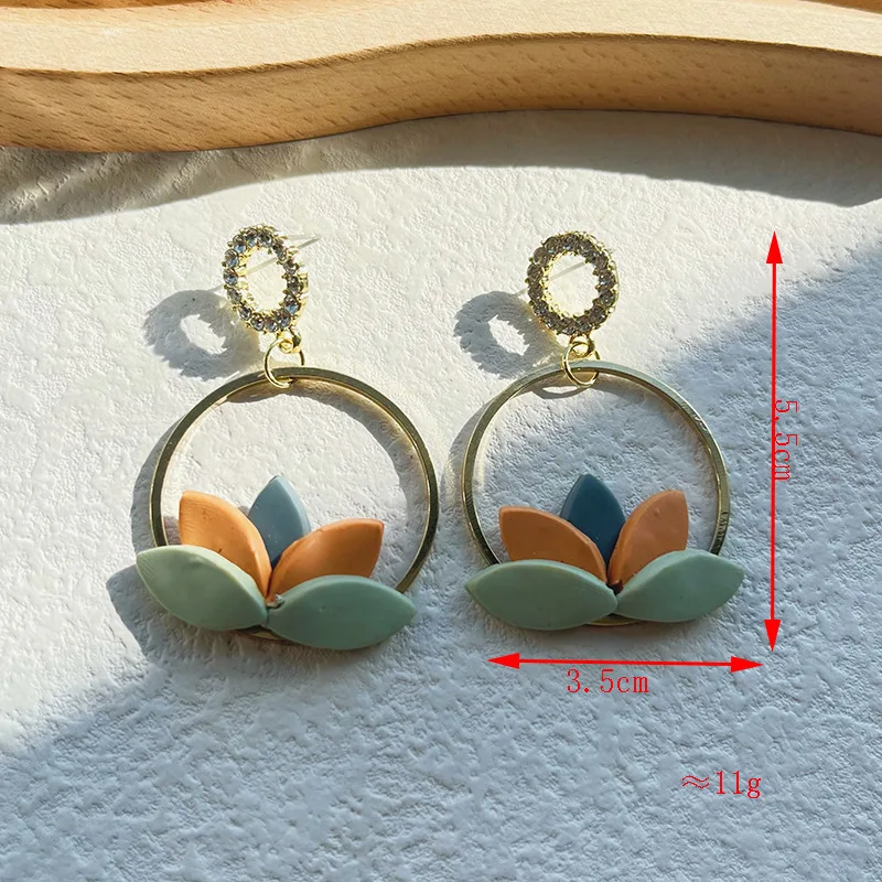 Best-selling Products Geometric Rhinestone Clay Earrings Polymer Handmade Women Splicing Polymer Clay Stud Earrings Wholesale
