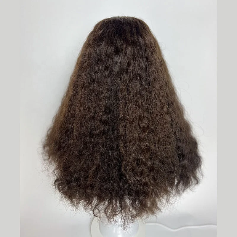 Ladies Luxury Curly Jewish Real Human Kosher Russian Hair Wigs Water Wave Silk Bases