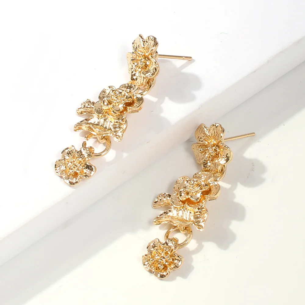 Fashion Style Pave 925 Flower Crystal Gold Clip On Earrings For Women